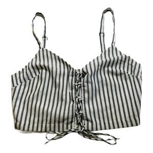 Lush Striped Smocked Back Lace Front Crop Top